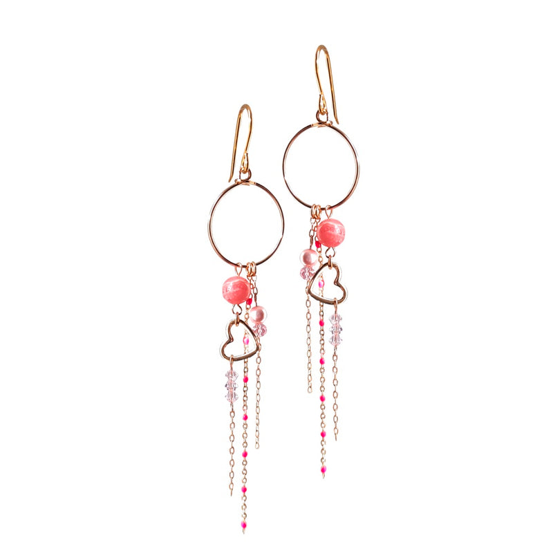 Cara Pink Waterfall Earrings