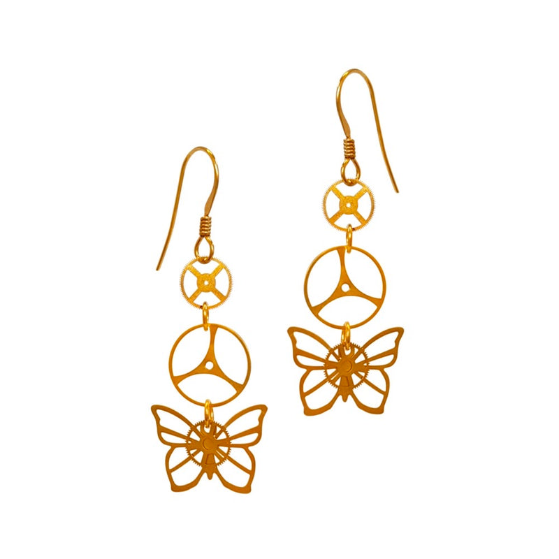 Steampunk Butterfly Drop Earrings.