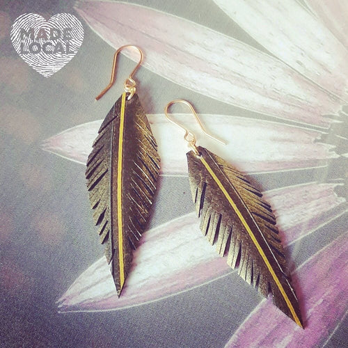 Upcycle Bicycle Inner Tyre Tube Feather Earrings