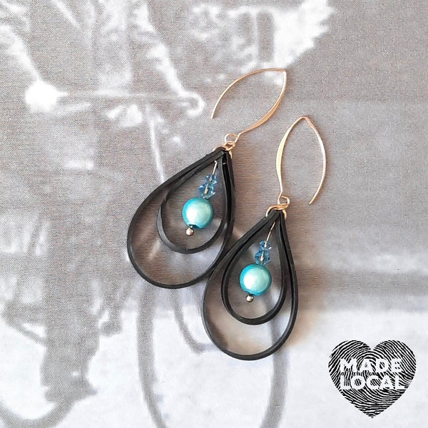 Upcycled Inner Tyre Tube Loop Earrings