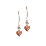 Cara Filigree Heart Earrings, with Crystals or Pearls