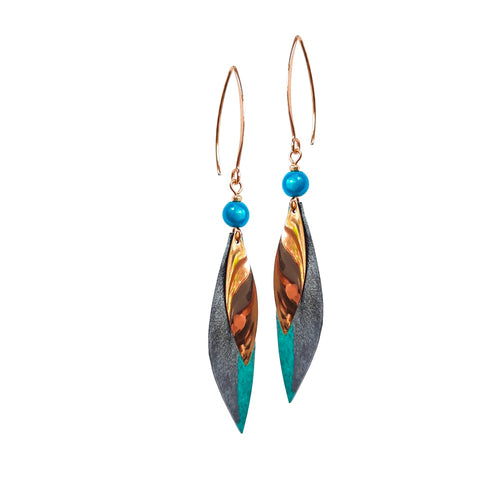 Upcycle Inner Tube Twisted Leaf Earrings