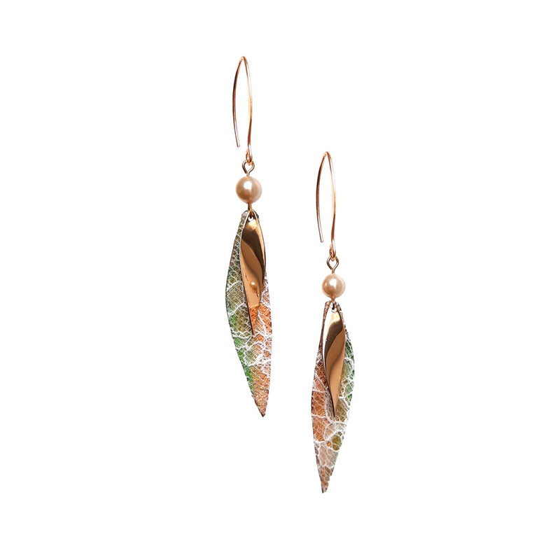 Leather & Lace Twisted Leaf Earrings