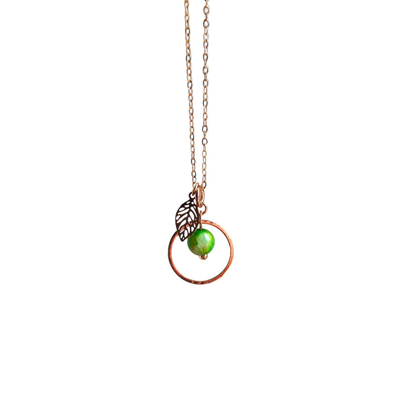 Cara Leaf and Green Apple Agate Necklace