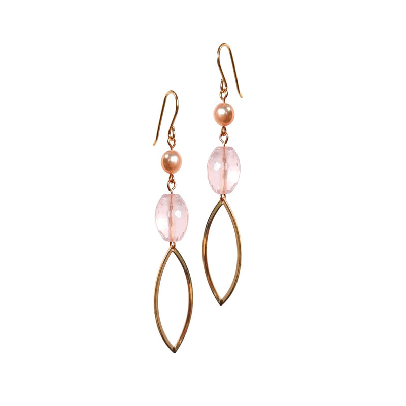 Anastasia Rose Quartz and Freshwater Pearl Earrings