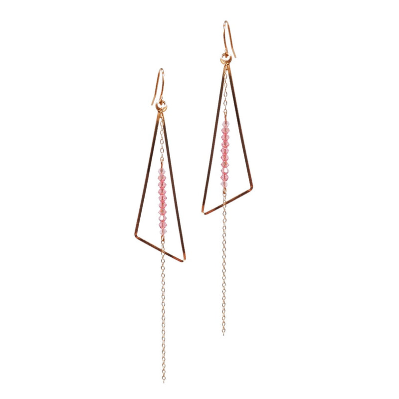 Triangle Dangle Earrings, with chain drop.