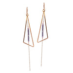 Triangle Dangle Earrings, with chain drop.