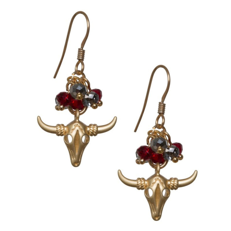 Bull Head with cluster of Swarovski Crystals. Earrings