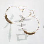 Hematite Hexagon Large Loop Earrings