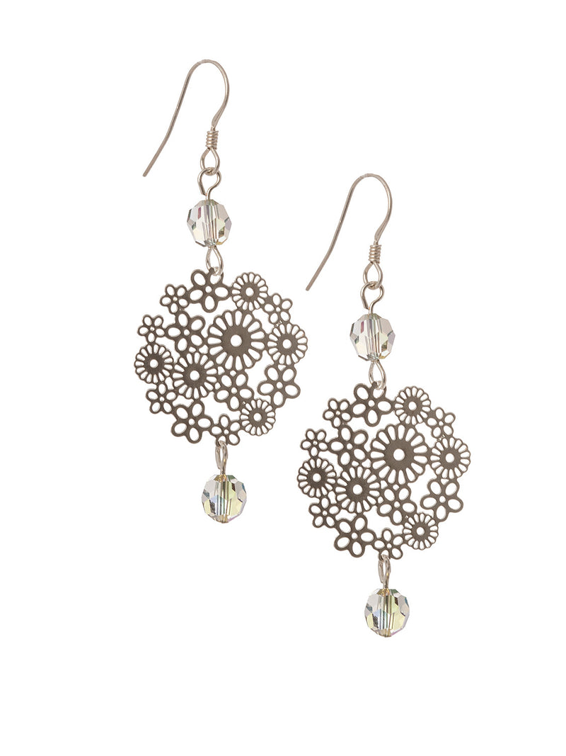 Filigree Flower Earrings with Swarovski Crystal's
