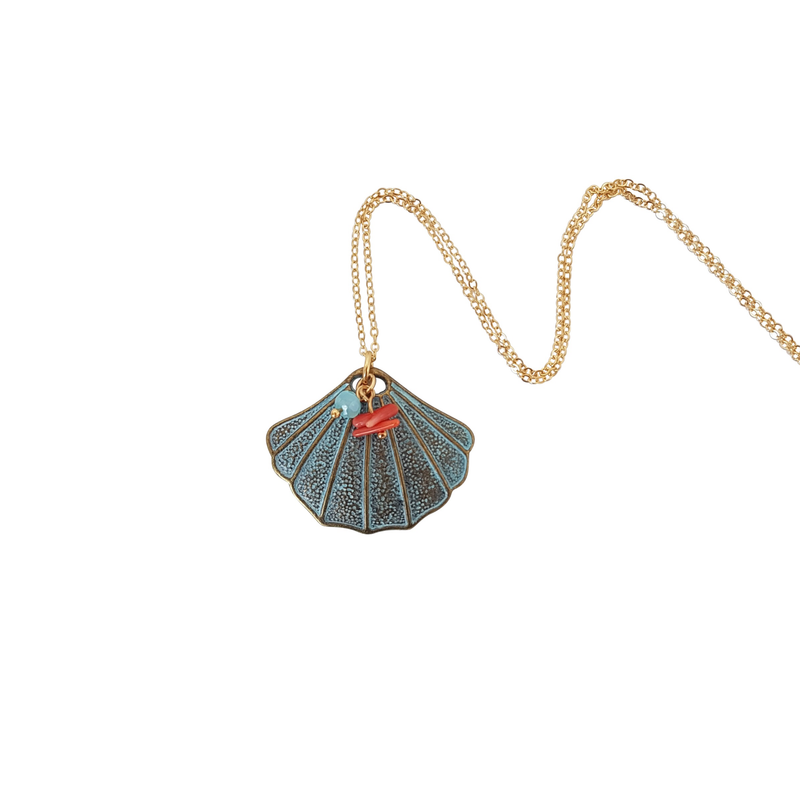 Clam Shell & Coral Necklace