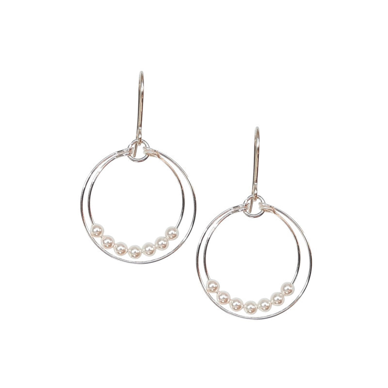 Mini 3mm Pearl Double Loop Earrings