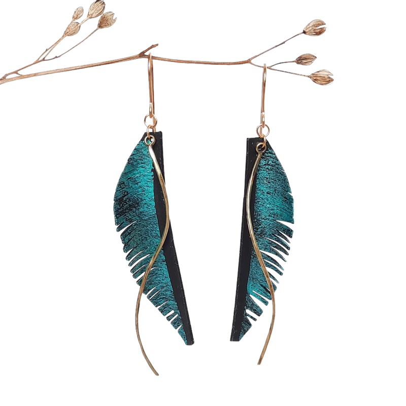 Up Cycle. Twisted Feather Earrings