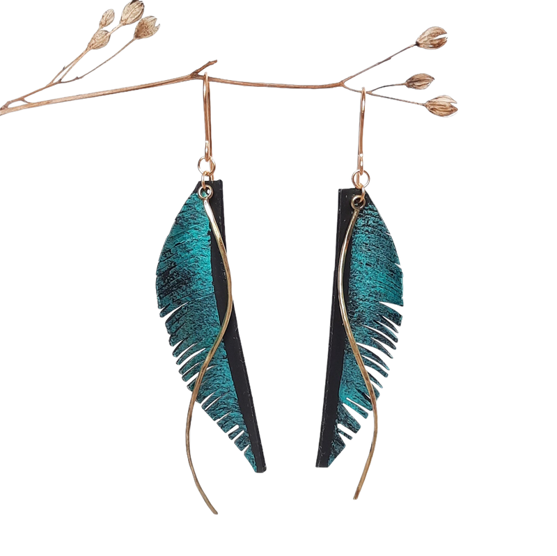 Up Cycle. Twisted Feather Earrings Melanie Hand Design Jewellery