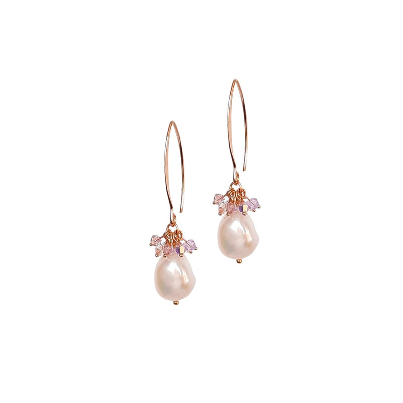Baroque Pearl Earrings, with a hint of colour.
