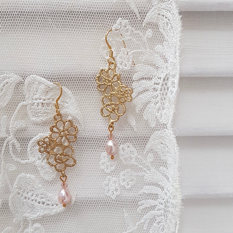 Edwardian Lace 2 Freshwater Pearl Earrings