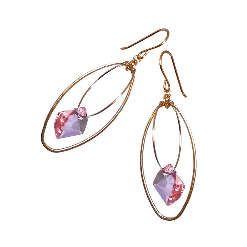 Pink Oval Crush Earrings