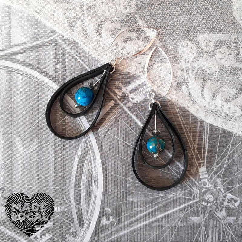 Up Cycle. Recycled Bicycle Inner Tyre Tube Earrings.
