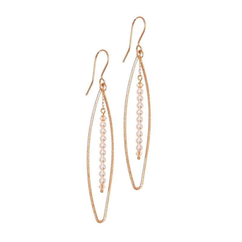 Elliptical Mini Pearl Long Earrings.