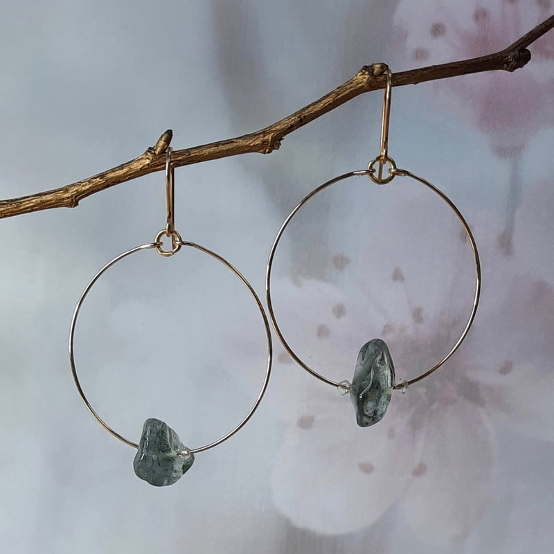 Large Gemstone Chip Earrings