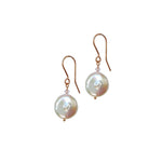 Freshwater Coin Pearl Earrings. White or Peacock.