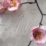 Elliptical Mini Pearl Long Earrings.