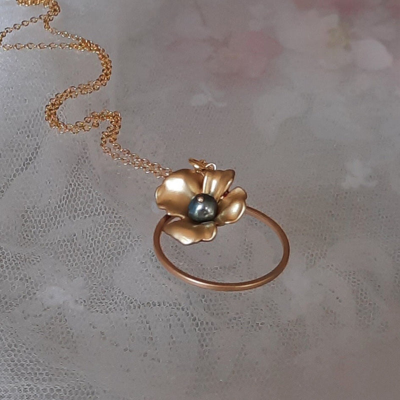 Blossom Necklace, with Silver Peacock Freshwater Pearl.