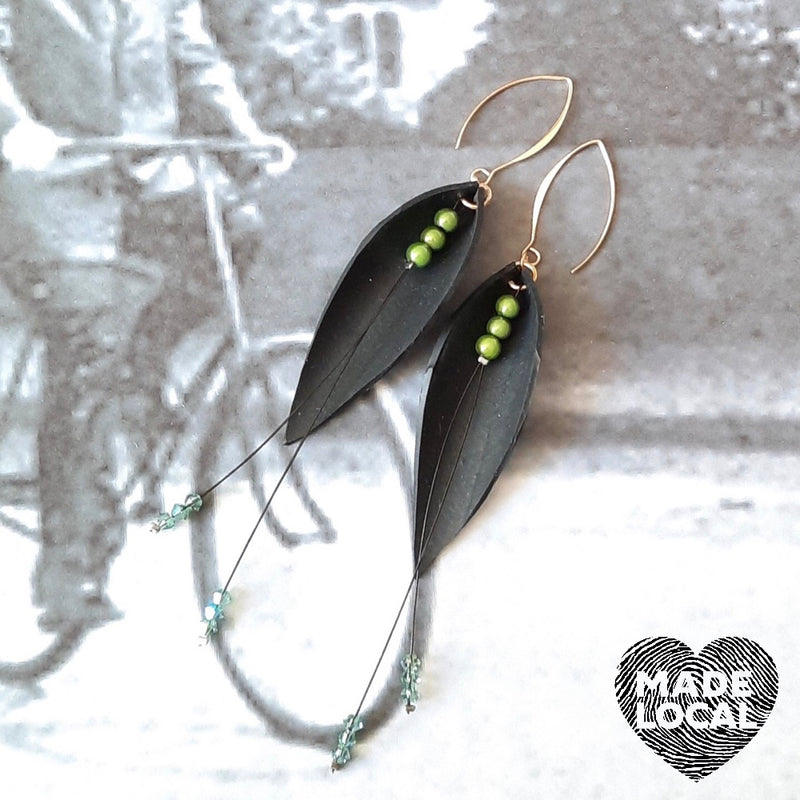 Up Cycle. Recycled Bicycle Inner Tyre Tube Pod Earrings.