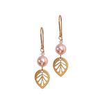 Art Deco Leaf with Crystal Pearls. Earrings.