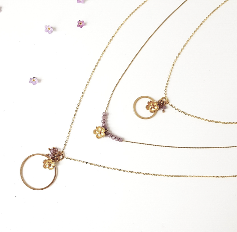 Little Flower Bud Small Loop Necklace