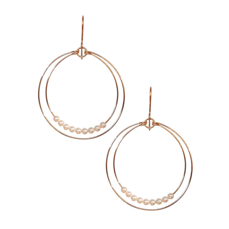 Mini 3mm Pearl Double Large Loop Earrings