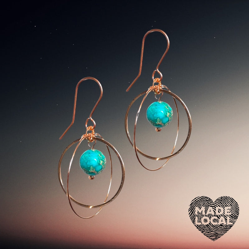 Double Loop Gemstone Earrings