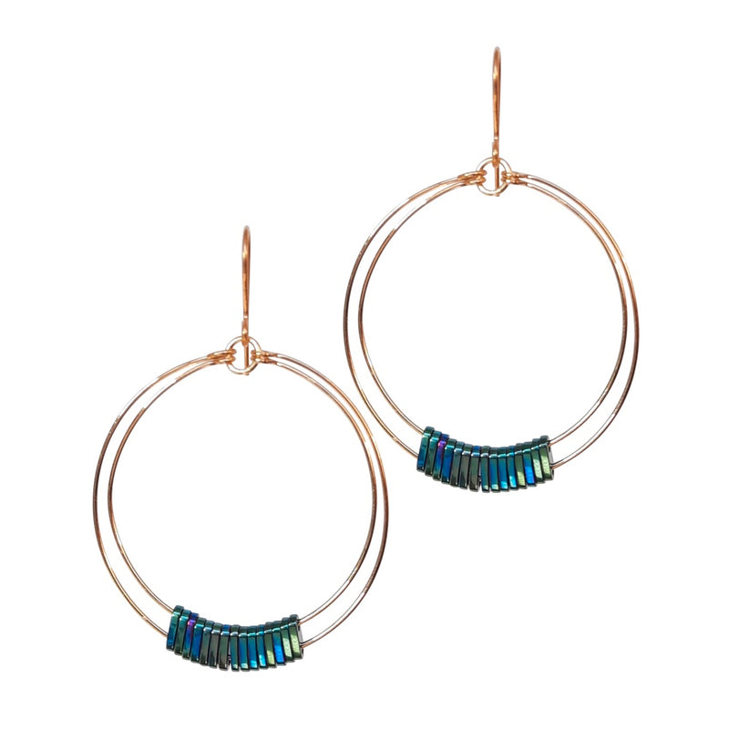Double Loop Hematite Earrings