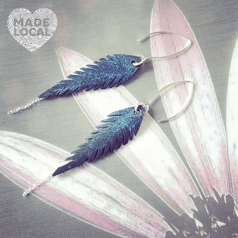 Upcycled Short Leaf Earrings