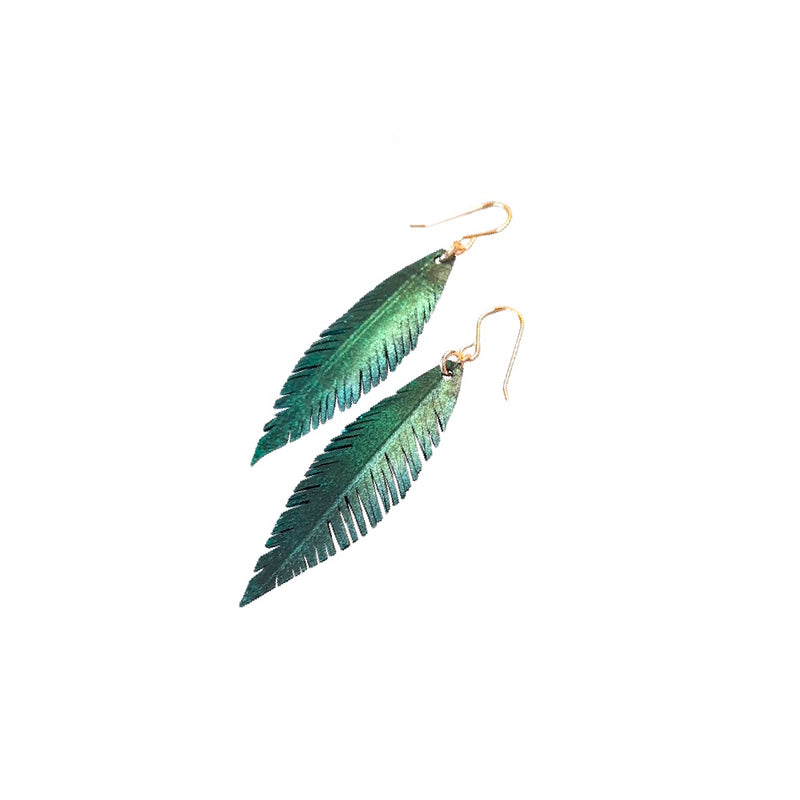Upcycle Bicycle Inner Tyre Tube Feather Earrings