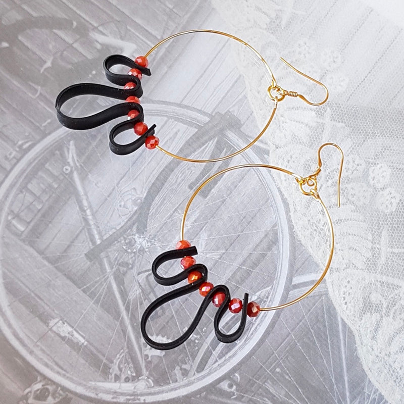 Up Cycle. Recycled Bicycle Inner Tyre Tube Earrings.