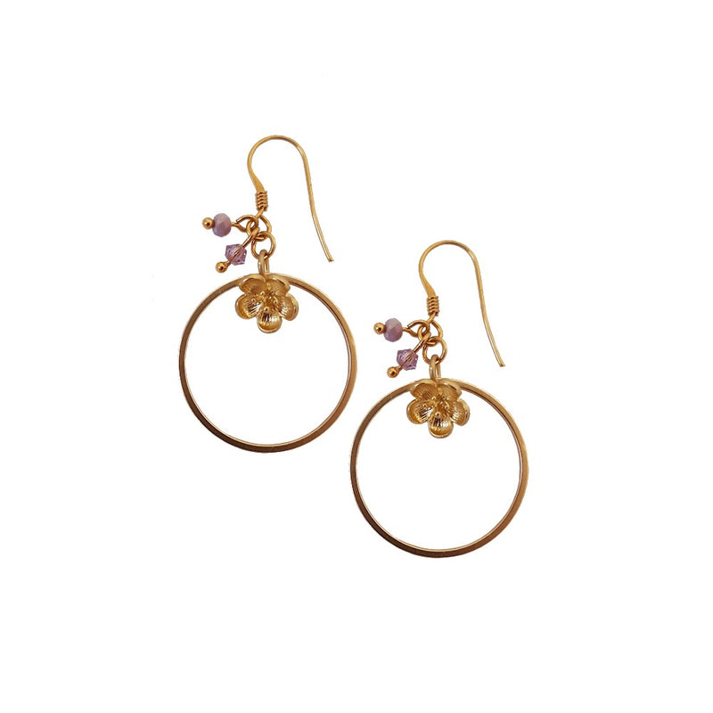 Little Flower Bud Large Loop Earrings