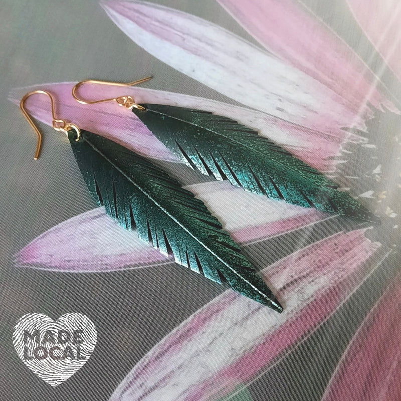 Upcycle Bicycle Inner Tyre Tube Feather Earrings