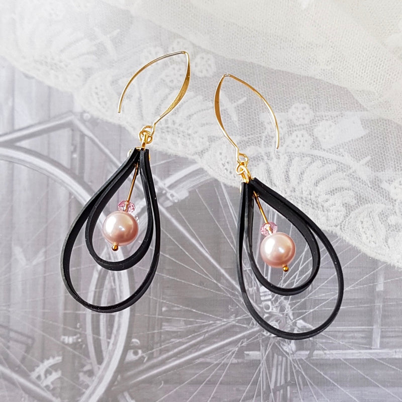 Up Cycle. Recycled Bicycle Inner Tyre Tube Earrings.
