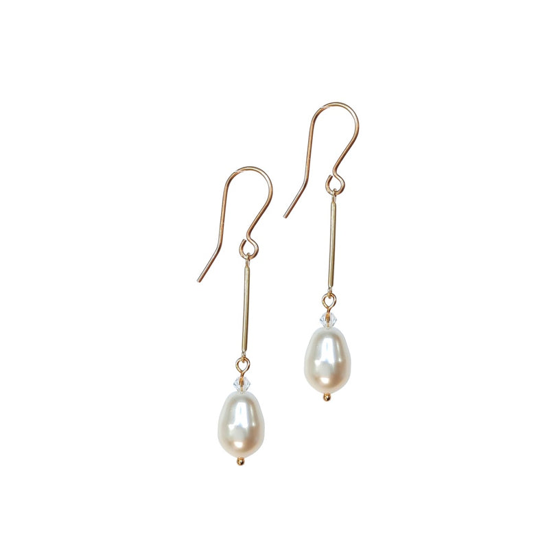 Long Drop Swarovski Crystal Pearl Earrings.