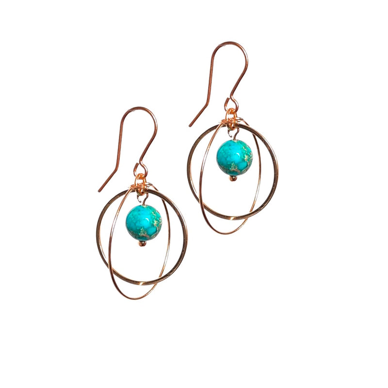 Double Loop Gemstone Earrings