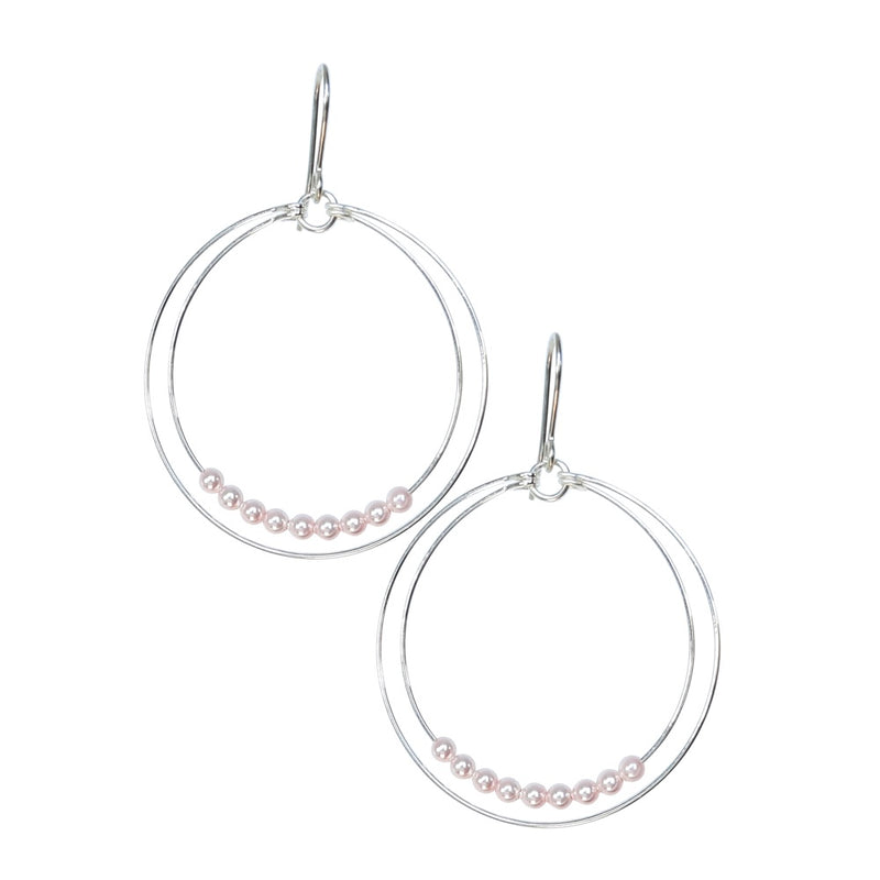 Mini 3mm Pearl Double Large Loop Earrings