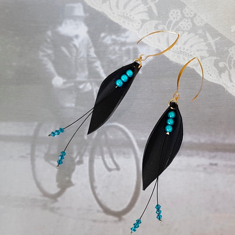 Up Cycle. Recycled Bicycle Inner Tyre Tube Pod Earrings.