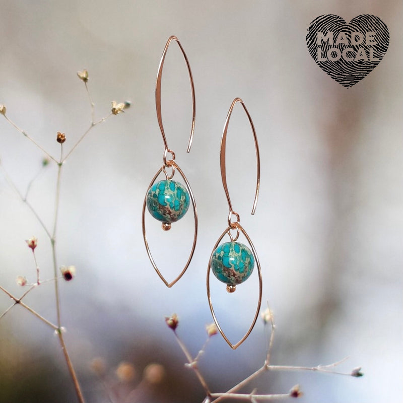 Gemstone Oval Drop Earrings