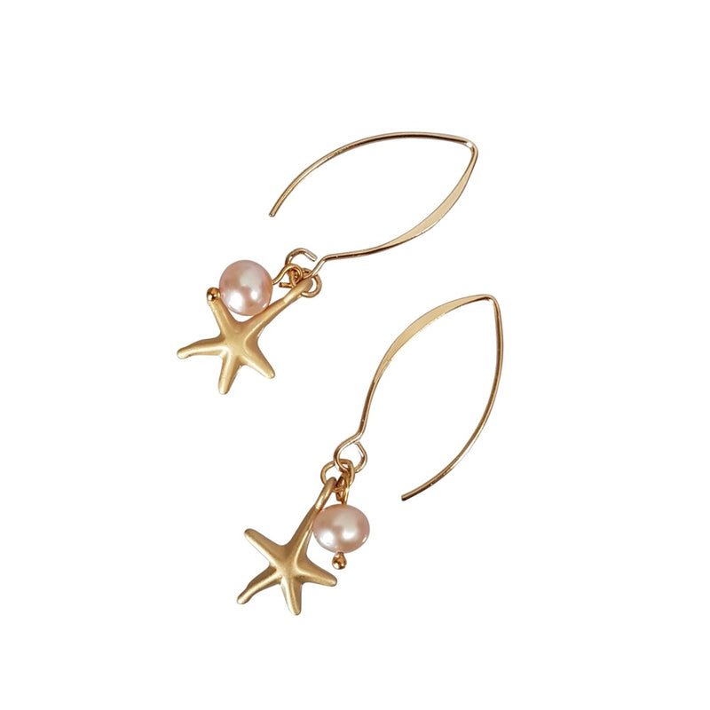Starfish & Pearl Drop Earrings