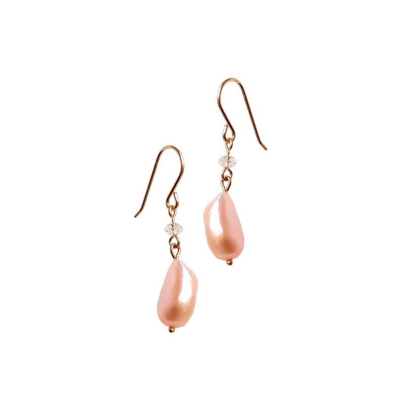 Freshwater Pearl Earrings. Salmon Pink colour.