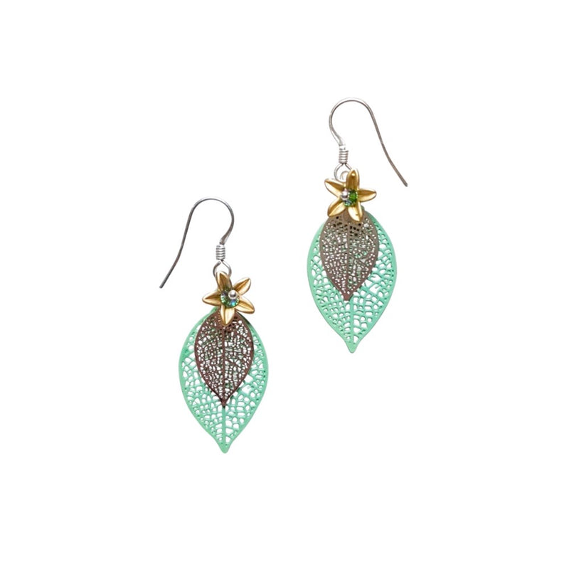 Filigree Leaf & Flower. Earrings.