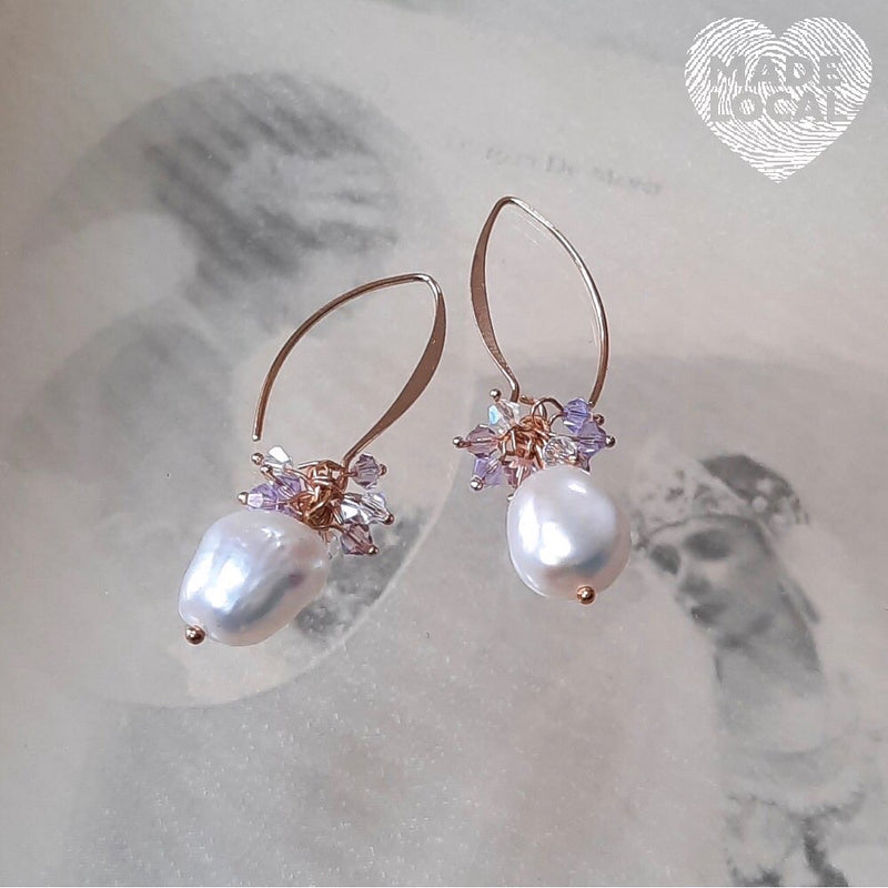 Baroque Pearl Earrings, with a hint of colour.