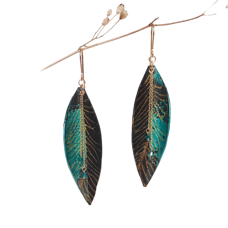 Up Cycle. Peacock Earrings.
