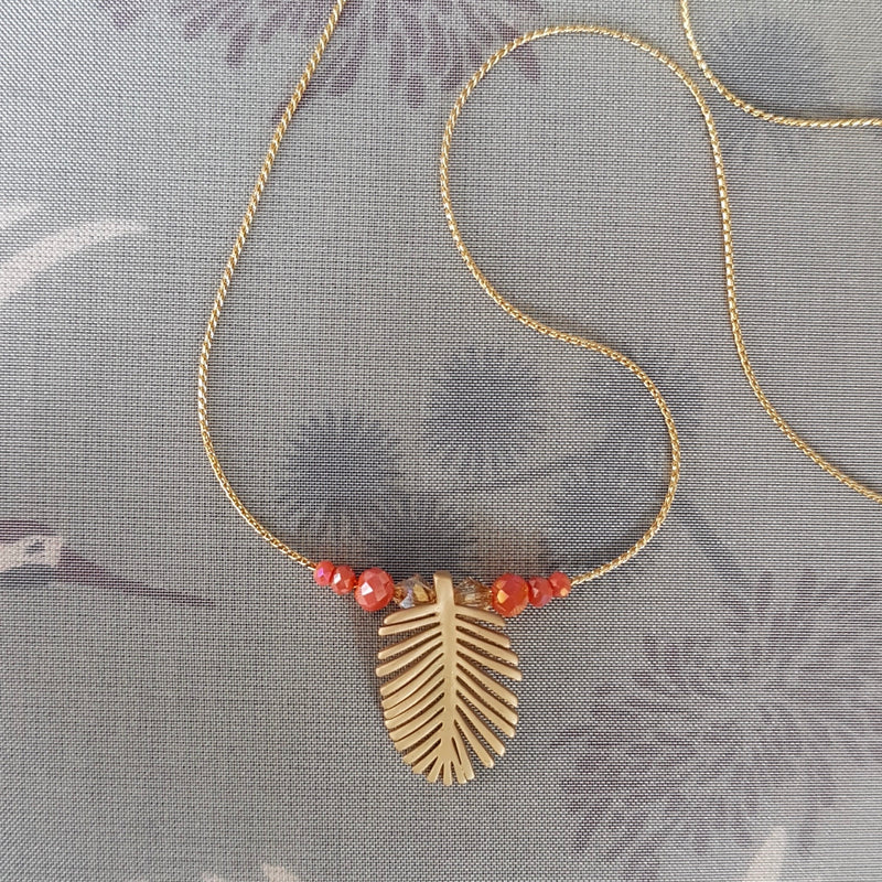 Palm Leaf Necklace, Coral Crystal’s.